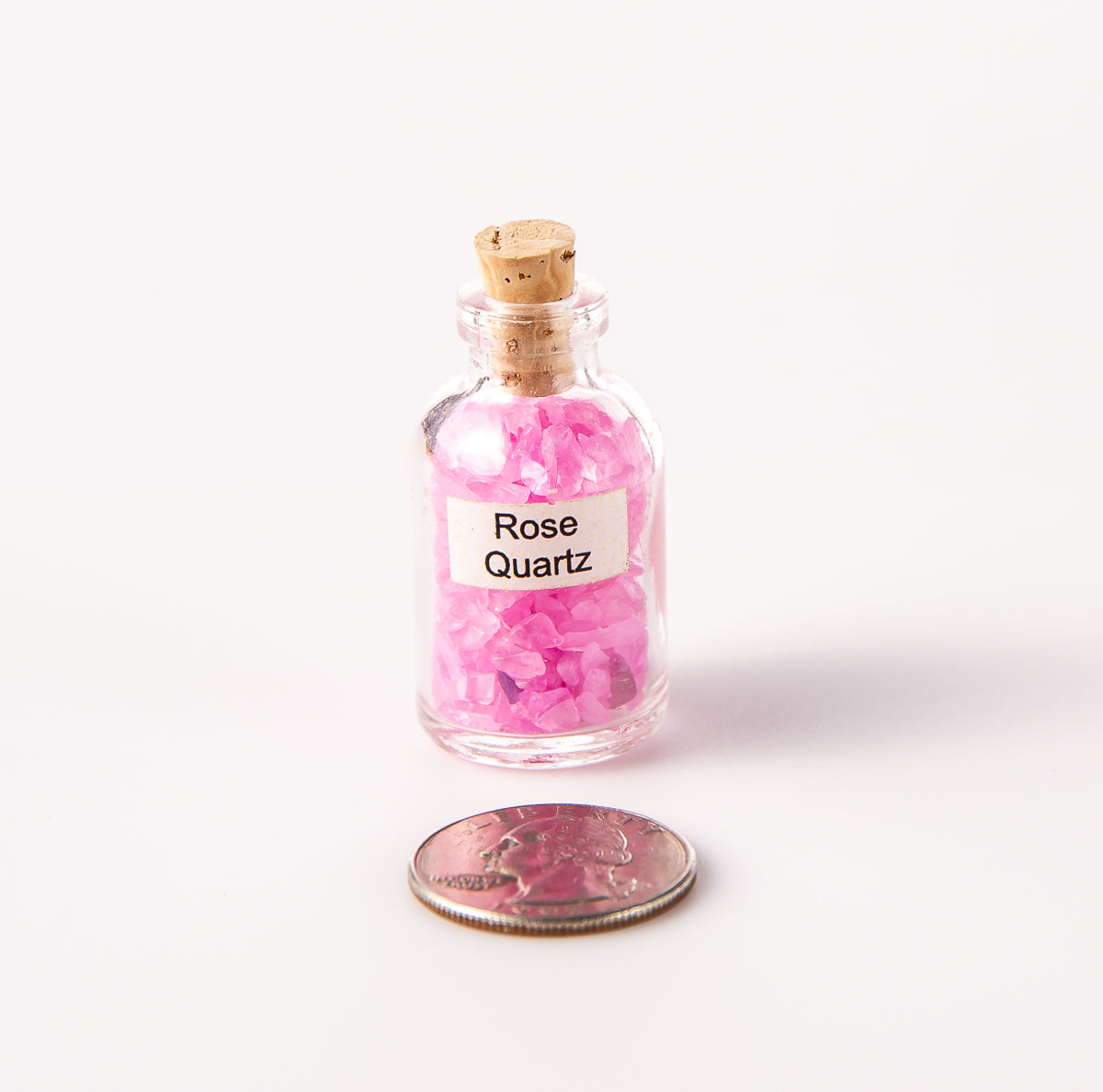 10 Tumbled Rose Quartz Gemstone Chip Size Mini Bottles