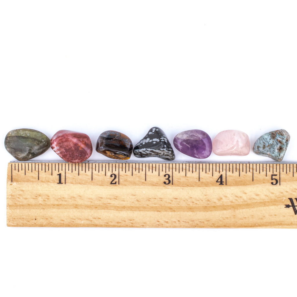 Small Tumbled Assorted Gemstone Mix with Ruler to Show Size