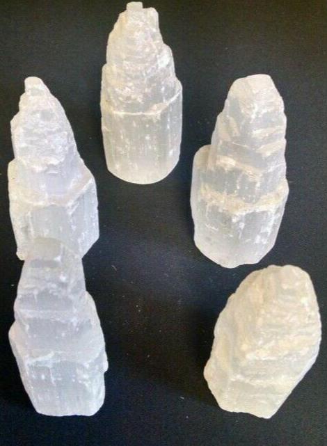 Two 4" Selenite  Crystal Tower Castle Skyscraper Mineral Formation