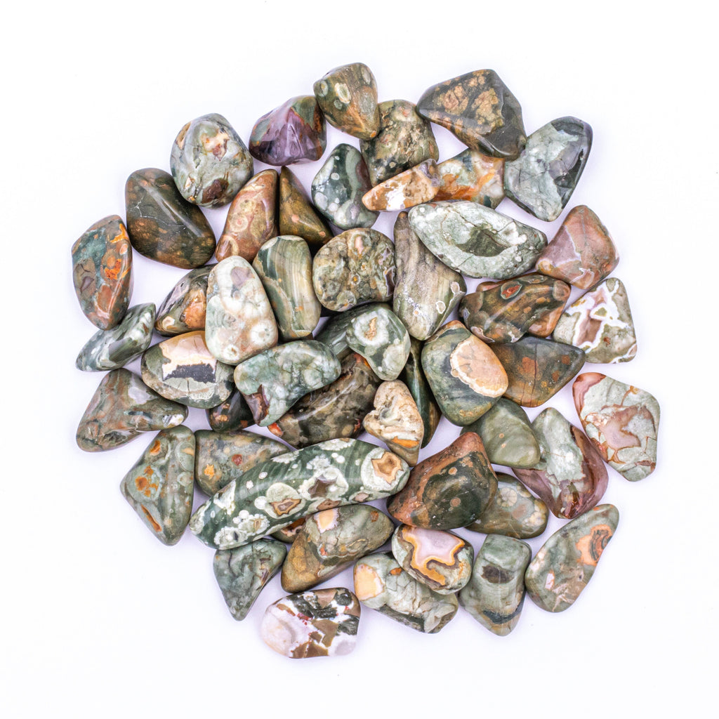 1/4 Pound of Small Tumbled Rainforest Rhyolite Jasper Gemstone Crystals