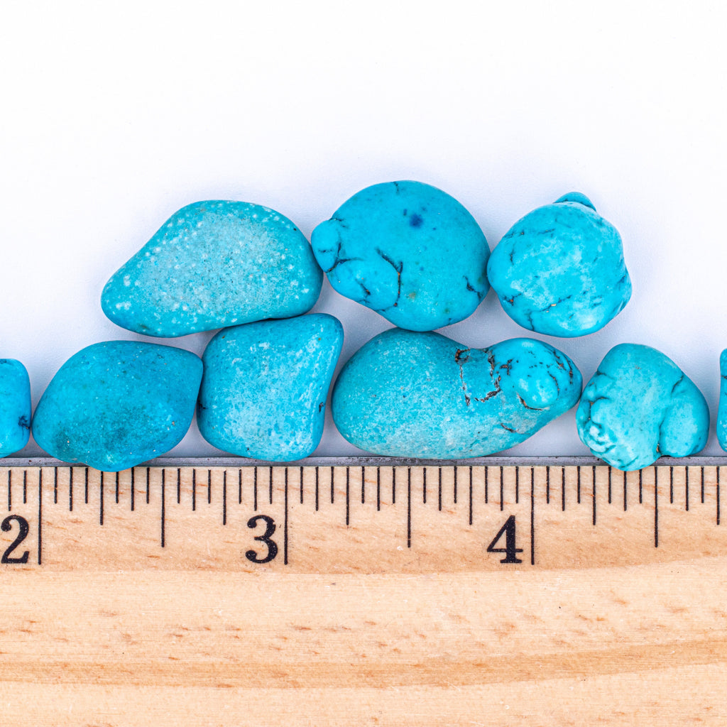 Small Tumbled Turquenite Gemstone with Ruler for Size