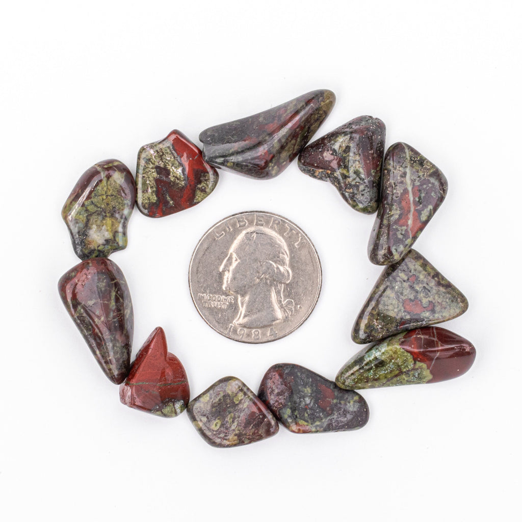 Small Tumbled Dragons Blood Jasper Gemstones with Quarter for Size