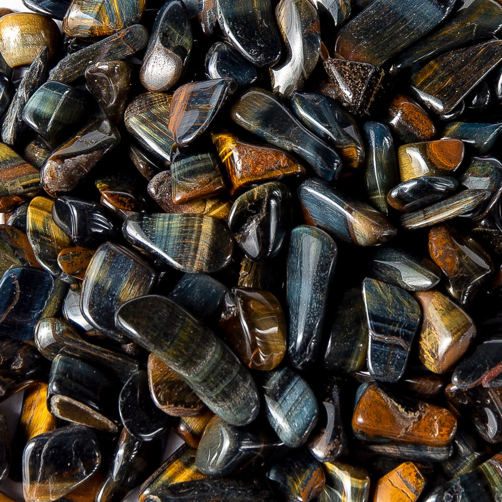 Small Tumbled Blue Variegated Tigers Eye Gemstone Crystals Bulk