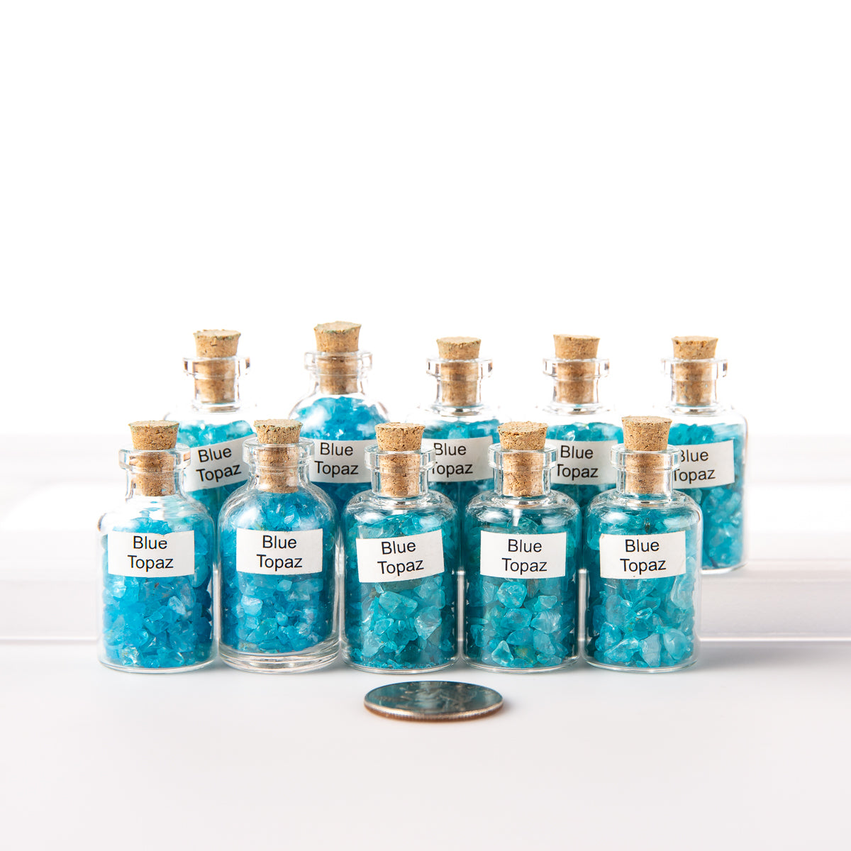 10 Tumbled Mini Blue Topaz Chip Size Gemstone Bottles