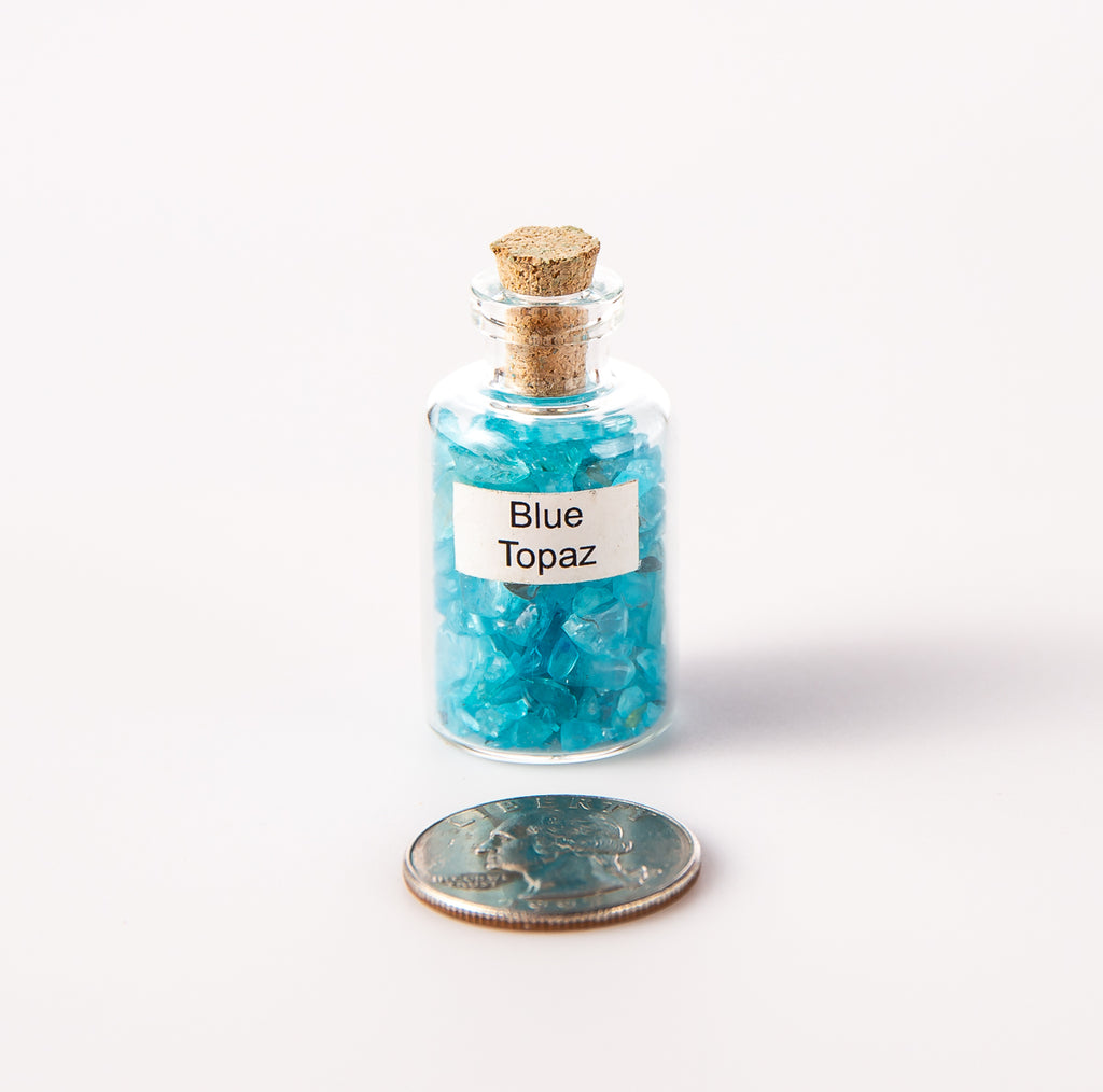 10 Tumbled Mini Blue Topaz Chip Size Gemstone Bottles