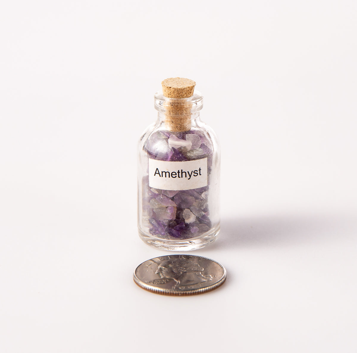 10 Tumbled Natural Amethyst Gemstone Chip Size Mini Bottles