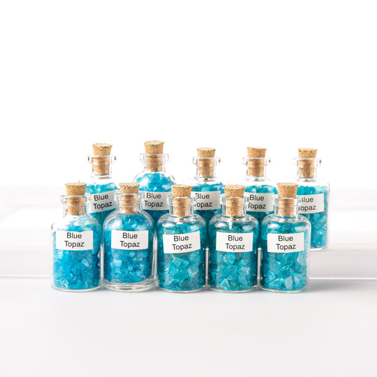 10 Tumbled Mini Blue Topaz Chip Size Gemstone Bottles