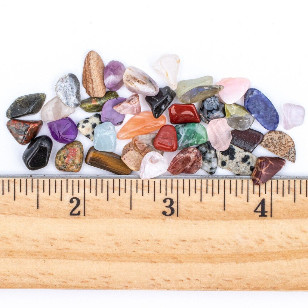 Tumbled Assorted South Africa Gemstone Crystal Chips with Ruler for Size