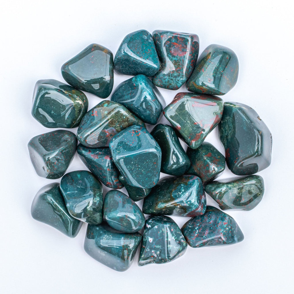 1/2 Pound of Medium Tumbled Indian Bloodstone Gemstone Crystals