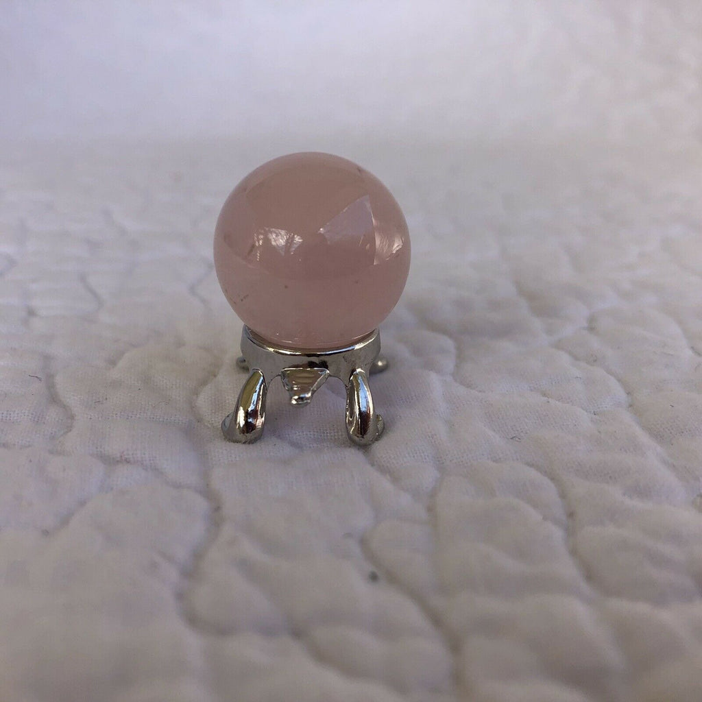 Rose Quartz 20mm Sphere on Silver Turtle Stand
