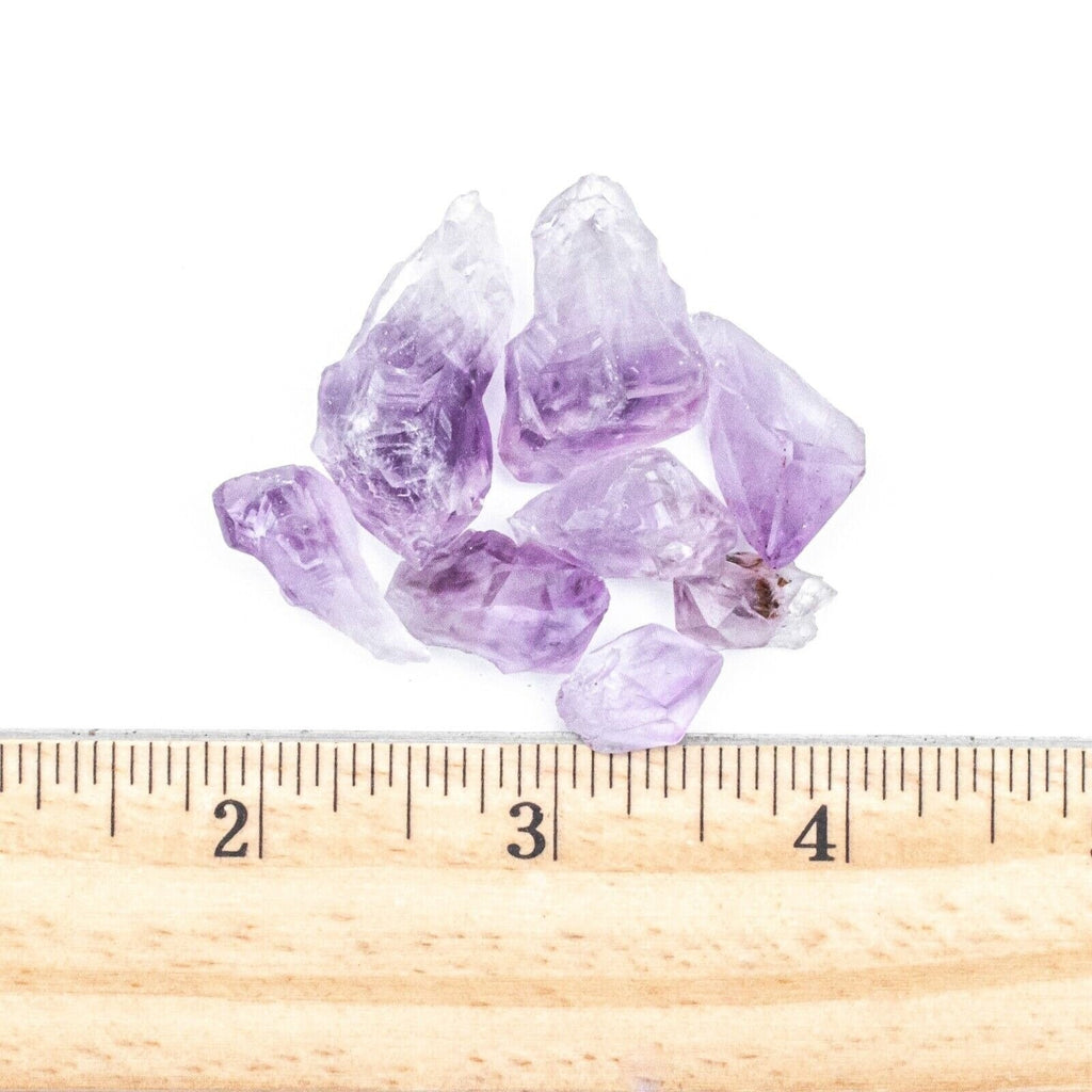 Small Rough/Raw Amethyst Points Gemstones With Ruler for Size