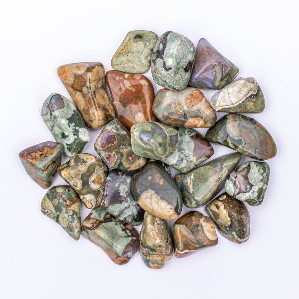 50 Grams of Small Tumbled Rainforest Rhyolite Jasper Gemstone Crystals