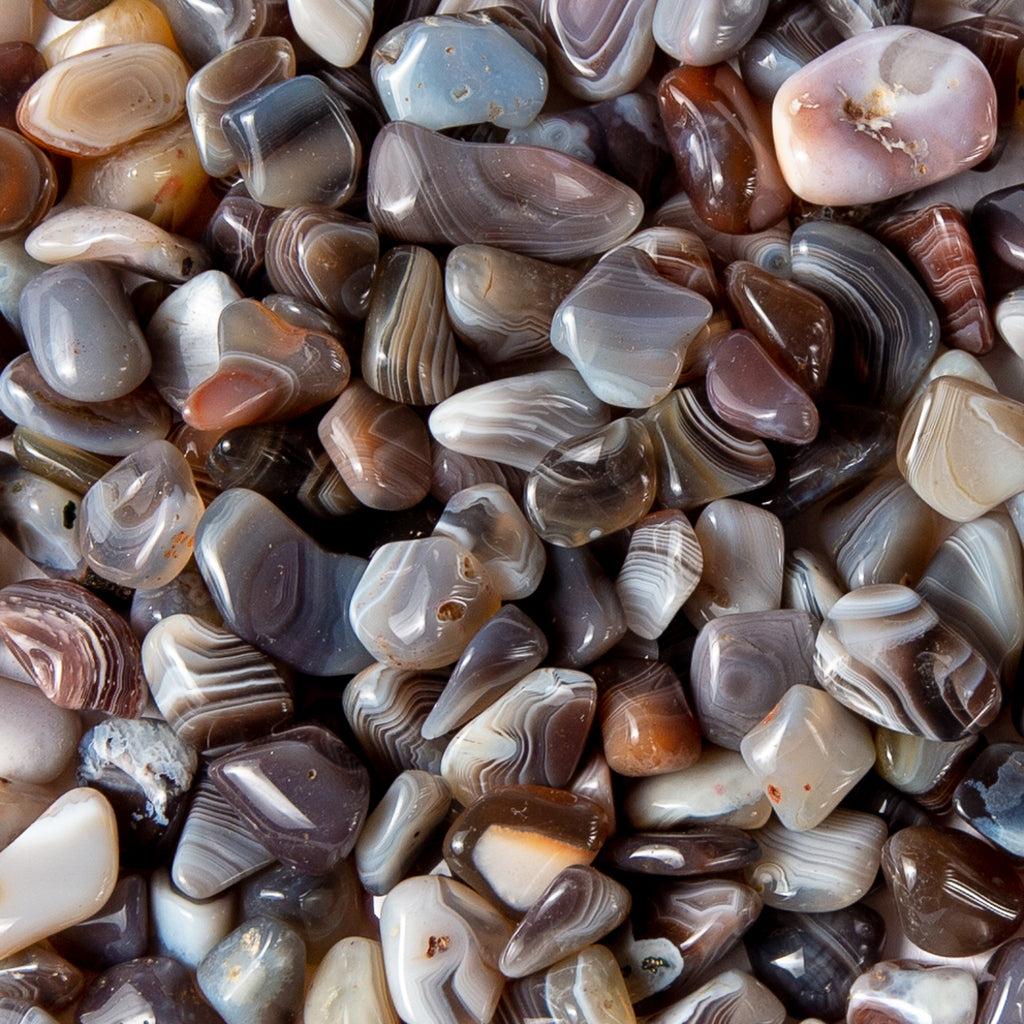 Small Tumbled Gray Botswana Agate Gemstone Crystals Bulk