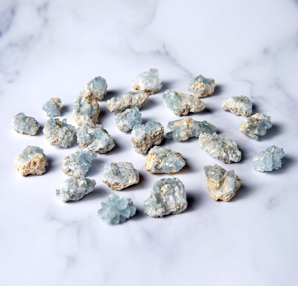 Madagascar Celestite Crystal Druzy Sky Blue Geode Mineral 1 pc. (Various Sizes)