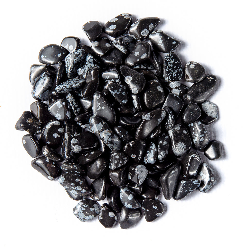 1/2 Pound of Small Tumbled Snowflake Obsidian Gemstone Crystals