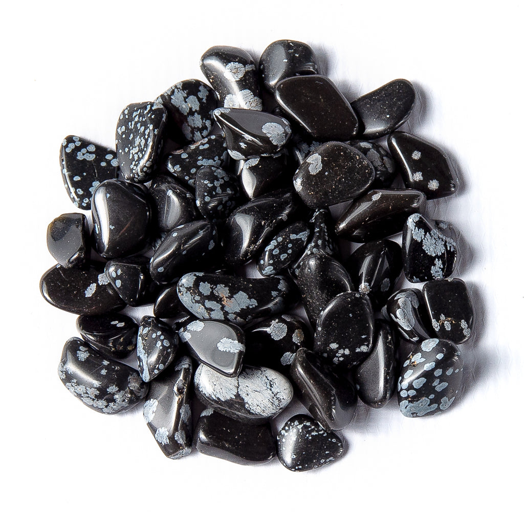 1/4 Pound of Small Tumbled Snowflake Obsidian Gemstone Crystals
