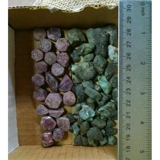Sized Natural Rough Ruby Emerald Mix Specimen Gemstones Untreated