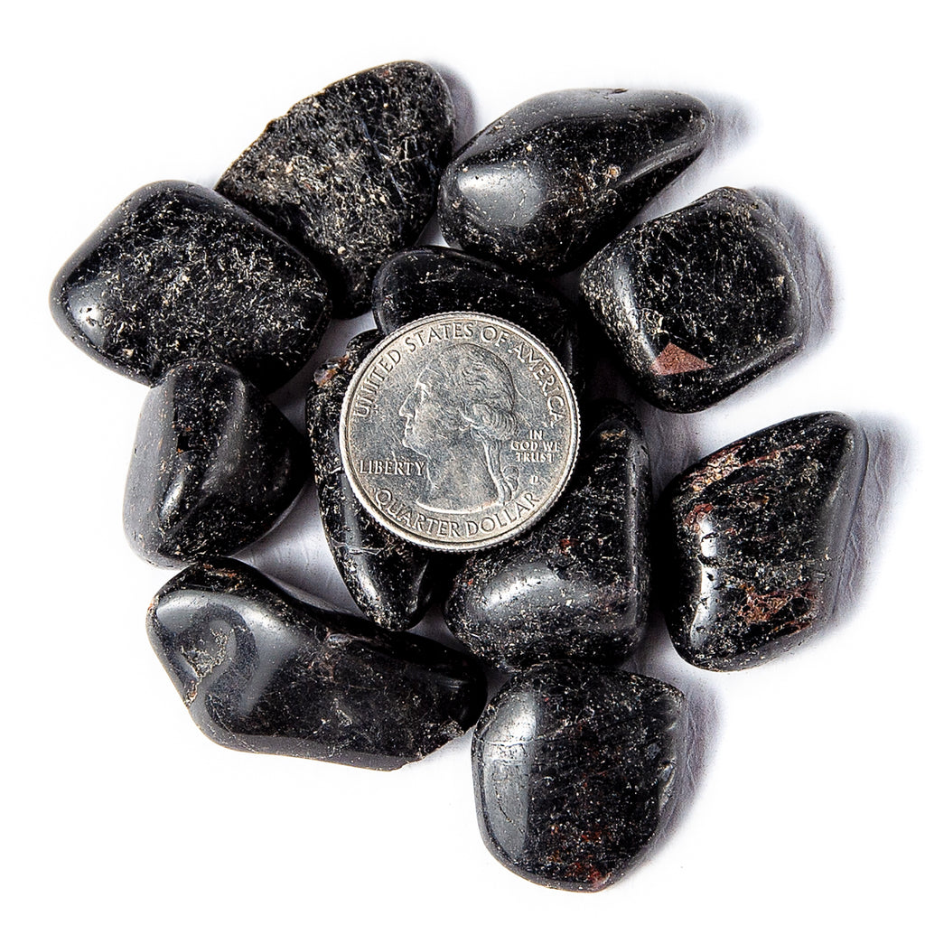 Small Black Tourmaline Tumbled Gemstone Crystals